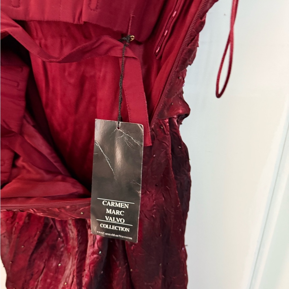 Carmen Marc Valvo Strapless Dress in Deep Red